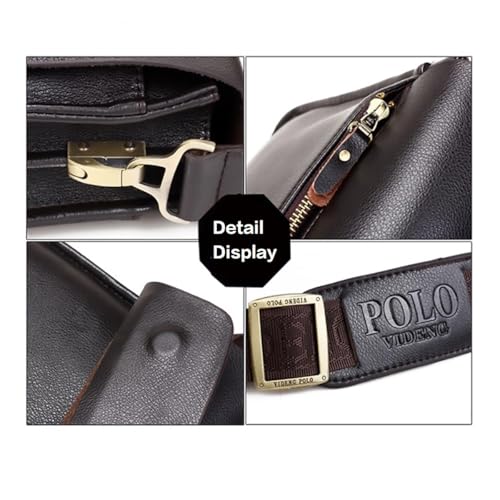 Paporich Shoulder Bag Men's Crossbody Manbag, Leather Messenger Casual Handbags, Side Satchel Sling Travel Flight Bags,vertical bag man trend inclined shoulder bag for Men