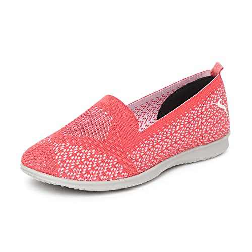 Image of Marc Loire Women's Athleisure Knitted Active Wear Slip-On Ballet Loafer Shoes for Daily Walking (Red, Numeric 3)
