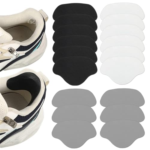 OUDQFCJ 18 piezas Parche autoadhesivo Reparación de talón Kit de prevención de agujeros Zapatilla de orificio de prevención de roto para tela y zapatos Grande y pequeño (Negro, Blanco, Gris)
