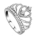 Zhiwen Crown 925 Silver White Sapphire Queen Ring Engagement Proposed Women Jewelry Size 6-10 (US Code 8)