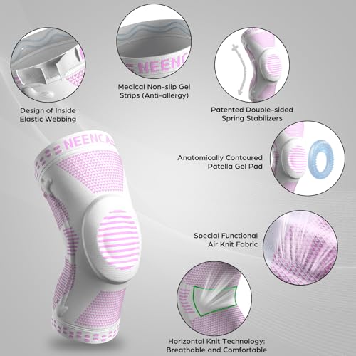 Image of NEENCA Professional Knee Brace for Women, Compression Knee Sleeve with Patella Gel Pad & Side Stabilizers, Knee Support Bandage for Pain Relief, Running, Workout, Arthritis, ACL, Joint Injury Recovery