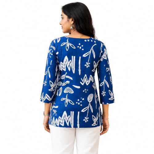 Image of Women's Cotton Printed Tunic Top | Square Neck Full Sleeve Casual Western Top | Trendy Longline Printed Top for Women | Stylish Party, Office