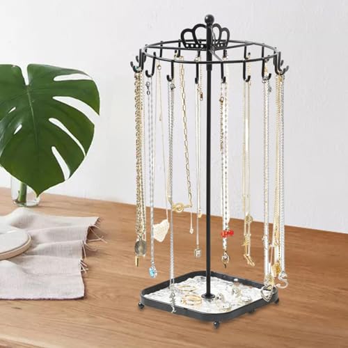 Vaveren Suporte giratório de joias, organizador de joias, cabide de colar, prateleira de armazenamen