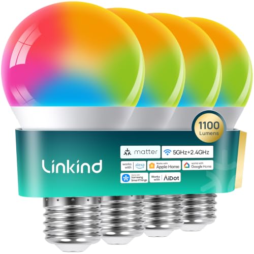 Linkind Matter Smart Light Bulbs 5GHz, Compatible with Alexa/Apple Home/Google