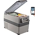 VEVOR 12 Volt Refrigerator, 48 Quart (45L) Fast Cooling Portable Freezer with App Control (-4?~68?), Car Fridge with 12/24v DC & 110-240v AC for Travel, Truck, Camping and Home Use, Grey