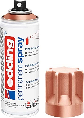 edding 5200 permanent spray - rose gold matt- 200 ml - acrylic paint for painting and decorating glass, metal, wood, ceramic, plastic, canvas - aerosol spray, acrylic spray, paint spray