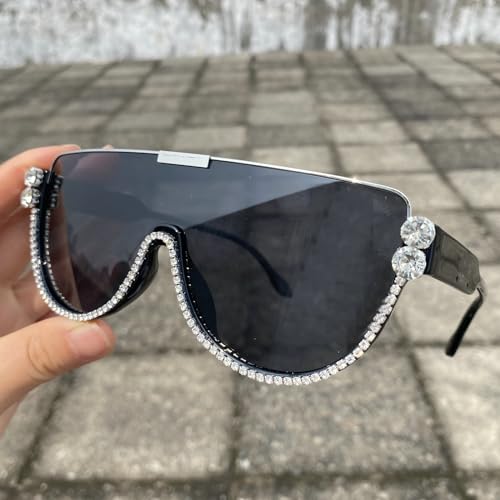 Image of Oversized Sunglasses Women Men Luxury Big Frame Mask Glasses Goggle Flat Top Clear Eye Protection Glasses Shade UV400