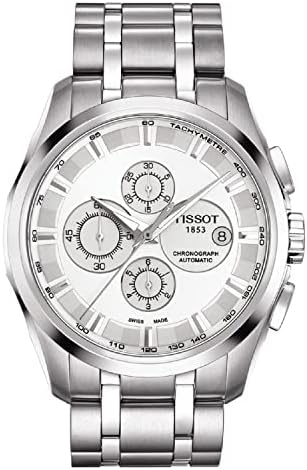 Tissot mens Couturier Chrono Auto Stainless Steel Dress Watch Grey T0356271103100