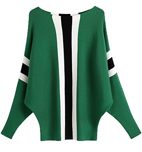 Image of EDSTAR Women Dolman Batwing Sleeves Knitted Sweaters Winter Boat Neck Pullovers Tops