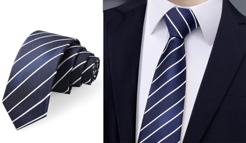 Image of AUSKY 6 Packs Men's Necktie, Assorted Striped Formal Silk Neck Ties for Man 3.15in wide
