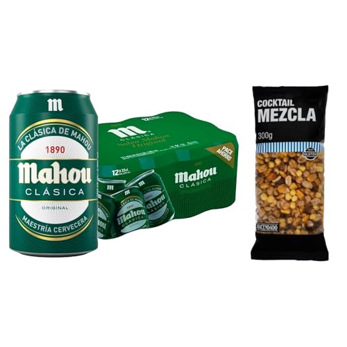 UBOON - Cerveza Clásica Dorada Lager: Suave Sabor, Refrescante y con Espuma Firme - PACK 12 Latas de 33cl, 4.8% Vol. Alcohol + ¡Incluye un Cocktail mezcla Mercadona de Regalo (CLASICA, COCKTAIL)