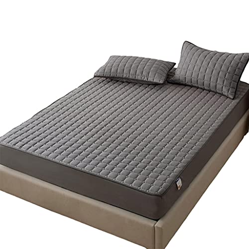 Rutschfester Matratzenbezug 100% Wasserdichte Tagesdecke Matratzenschoner Atmungsaktive Baumwolloberfläche Anti-Wrinkle Fade Resistant Deep Pocket Premium ( Color : Dark gray , Size : 180x200+35cm ) Cover