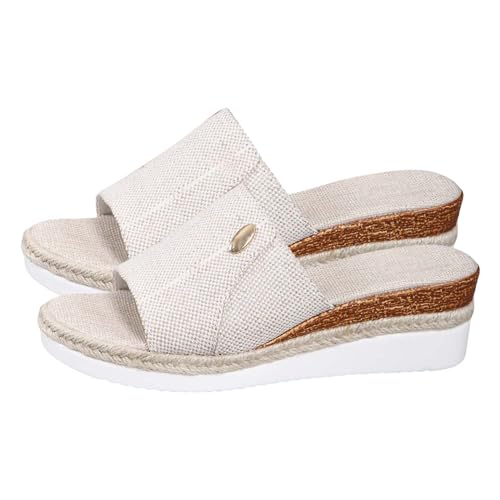 Sandalias Mujer Con Cuña Plataforma Verano Elegantes Esparto Chanclas Tacon De Vestir Playa Antideslizantes Alpargatas Sandalia Comodas Ortopédicas Moda Flexibles Chancletas Piscina Sandalias