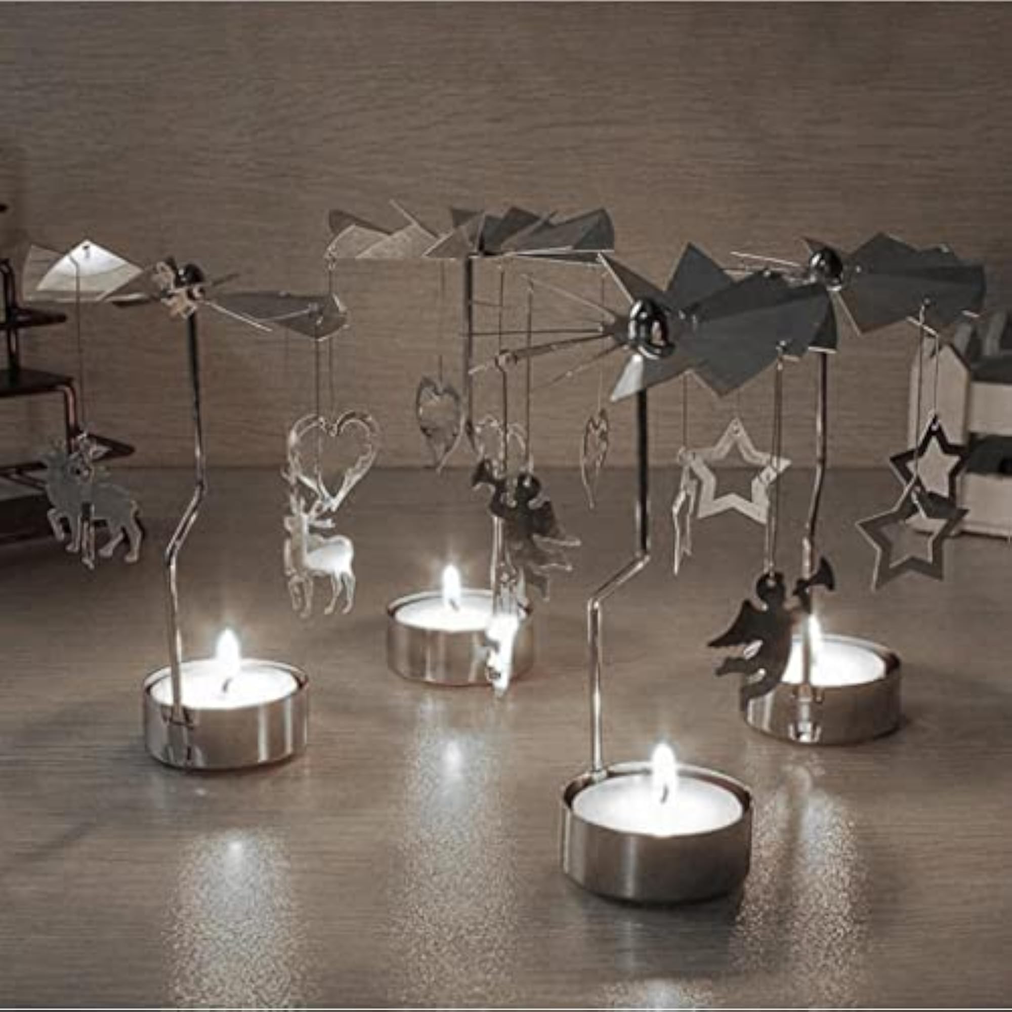 2X Christmas Decor Rotating Candle Holder, Candlestick
