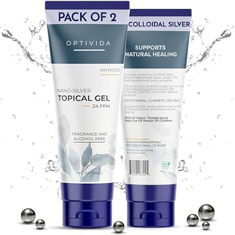 Optivida Colloidal Silver Gel for Wound Care (2 Pack) - Topical Silver Solution Supports Skin Recovery - Unscented Colloidal Silver Ointment for Wounds, Burns, Rashes & Irritation (8 oz) Cover