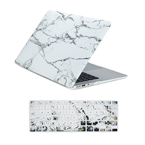 TOP CASE - 2 in 1 Signature Bundle Marble Rubberized Hard Case and Keyboard Cover Compatible Older Generation MacBook Air 13