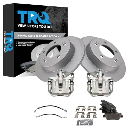 Image of TRQ Rear Brake Pad and Rotor Set Ceramic Coated Rotors Calipers Compatible with 2017-2018 Kia Forte 2017-2018 Forte5