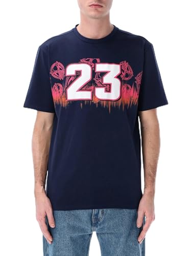 T-shirt da uomo della collezione ufficiale Eena Bastianini. Base blu con il numero 23 stampato sul fronte. Scritta 