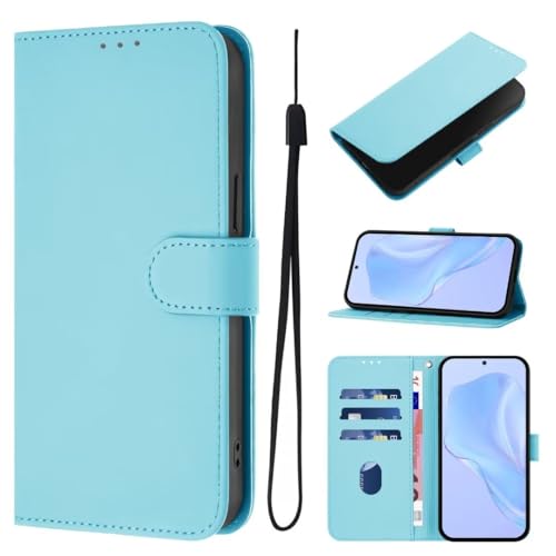 Funda para Nokia C30, a prueba de golpes, funda de piel tipo cartera con soporte, correa de muñeca, tarjetero, cierre magnético, protector para Nokia C30, color azul cielo