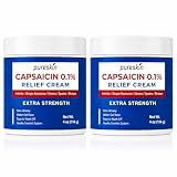 PURESKIN Capsaicin Cream, 0.1% Capsaicin Neuropathy Cream for Nerve, Arthritis, Joint & Muscle Discomfort, Lightweight Formula, 4 oz / 2Packs
