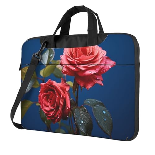 Bolso para laptop con flor roja y azul 14 pulgadas
