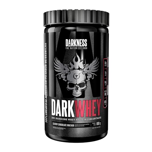 Darkness - Dark Whey Concentrado Chocolate Maltado 100% Pure - Suplementação Alimentar Pós-Treino, Alto Teor de Proteína e Rico em BCAAs - 900g Pote