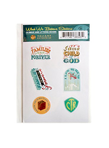 24 Unique Hand Lettering Stickers - Families are Forever, I am a Child of god, Families are Forever, i Love to See The Temple, I Know The Scriptures are True, Choose The Right.