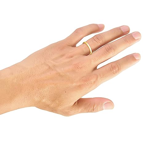 2Mm Solid Gold Men's Wedding Band – Lightweight Mens Rings; Durable Wedding Ring 14K Yellow Gold Jewelry; Plain Mens Wedding Band; Well-Polished Gold Rings For Men, Size 6.5, By Brilliant Expressions #TOP4