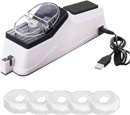 LCPKUTTR Electric Knife Sharpener, Professional Knife Sharpener for Kitchen Knives Automatic Knives Sharpener, 5 Seconds for Quick Sharpening & Polishing with Protective Cover 1pcs lr-104026