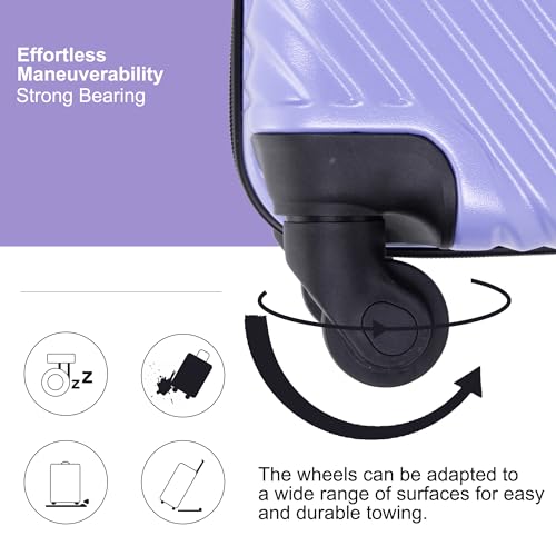 3 Piece Lightweight Luggage Set for Travel, Durable and Stylish with Spinner Wheels, Light Purple4