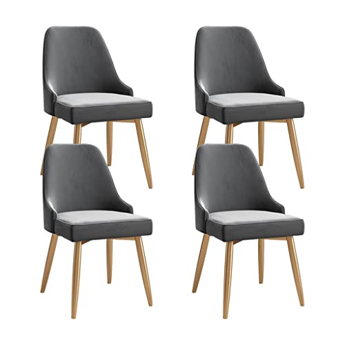 SJIALEN Golden Leg Dining Chairs Set of 4, Velvet Accent Chairs Apartment Living Room Side Chair Bedroom Balcony Makeup Chair Kitchen Chair (Color : Grey)