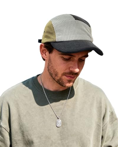 Clakllie Unisex 5 Panel Cap Corduroy Baseball Caps Atmungsaktive Basecap Flat Brim Snapback Cap Unstructured Dad Hats Weich Running Caps,WBDBH24081-Gray