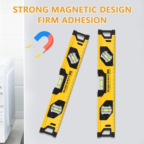 Holtrae 300mm Wasserwaage Magnetisch,Hochpräzise, Verdickte Endkappen,Kleine Wasserwaage mit 3 Vollständig Ablesbaren Libellen (0°/45°/90°)