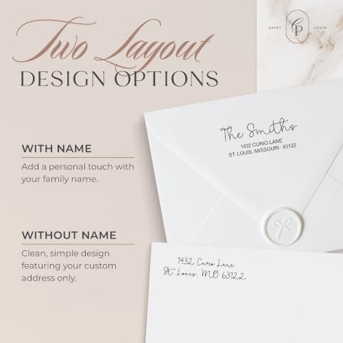 Image of Personalized Script Return Address Stamp, Custom Name & Address Stamp, Elegant Self-Inking or Wood Handle Rubber Stamp for Wedding & Home Mail - 06