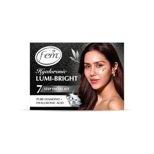 Image of Fem Hyaluronic Lumi-Bright Facial Kit with Pure Diamond & Hyaluronic Acid - 35ml | Instantly Brightens & Hydrates | Reduces Dullness & Dark Spots | Gives Luminous, Smooth & Youthful Skin