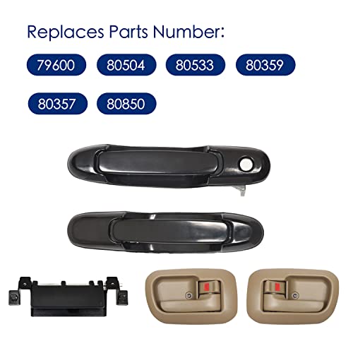 Set of 7 Door Handles Kit for Toyota Sienna 1998 -2003, Replace# 80850 80357 80359 80533 80504 79600 Front Rear Left Driver / Right Passenger Side Exterior Interior Door Handles & Tailgate Handle by Lcyolada - Image 6