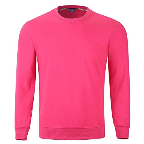 TRGCJGH Sweatshirt für Herren und Damen, Unisex-Sweatshirt, einfarbig, Rundhalsausschnitt, klassischer Pullover, einfarbig, Rosenrot-XXXXL Cover
