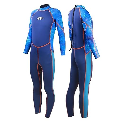 Neoprenanzug Kinder und Jugendliche AONYIYI 7-14 Jahre 2.5MM Neopren Shorty Langarm Kinder und Jugendliche Thermal Badeanzug UV Schutz Einteilige Bademode, geeignet für Tauchen,Surfen,Schwimmen