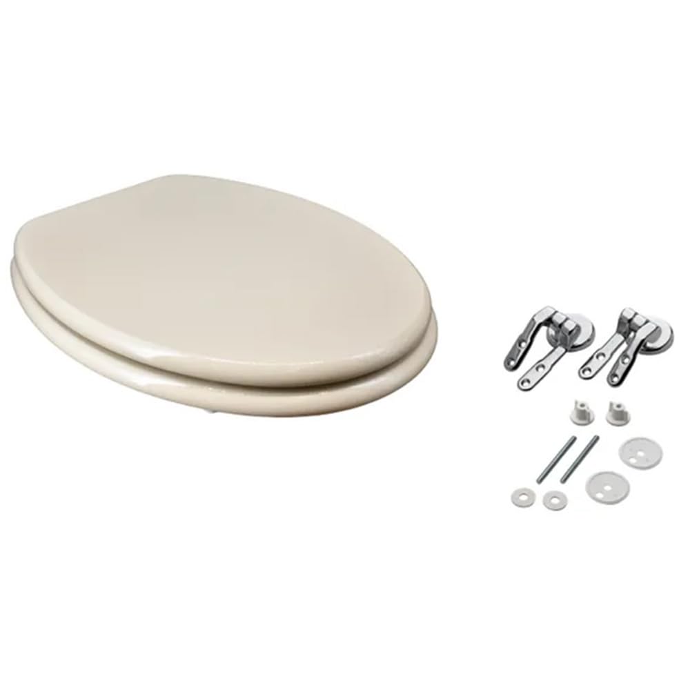 Tavoletta Copriwater Forma Universale Champagne Sedile WC Beige Avorio Cerniere Metallo Cromato Lucido e Viti