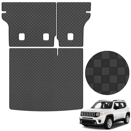 Cargo Mat for 2016-2024 Jeep Renegade Cargo Liner and Rear Backrest Mat- Custom Fit PU Leather Trunk Mat and Backrest Mat - All Weather Anti-Slip Cargo Mat for Jeep Renegade 2016-2024