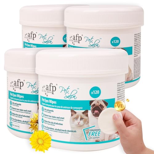 All For Paws ペット用 目やにとりシート 480枚入 涙やけケアシート 厚手 ウェットティッシュ ウェットシート 潤い 舐めても安心 (【お得パック】 4個)