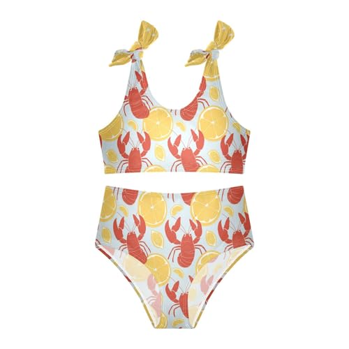 Wusikd Red Lobster Girls Swimsuits Two Piece Lemon Slices Swimwear Bikini Set for for Girls Size 3T3