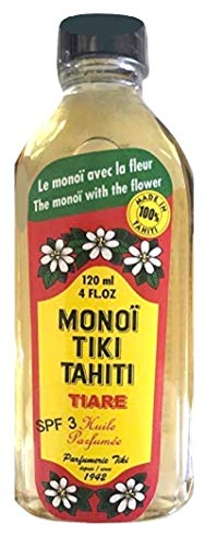 Monoi Tiki Tahiti Tiare with SPF 3 Sunscreen Body Suntan Massage Coconut Oil 4 Fl. oz