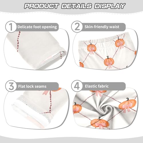 Pink Bow Pumpkin Girls Leggings Soft Stretch Workout Yoga Dance Pants for Kids Casual Tights3