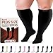 BAMS Plus Size Compression Socks Wide Calf XL XXL XXXL – Graduated Knee-High Support, Viscose from Bamboo Easy-On/Easy-Off (Black, 3XL)
