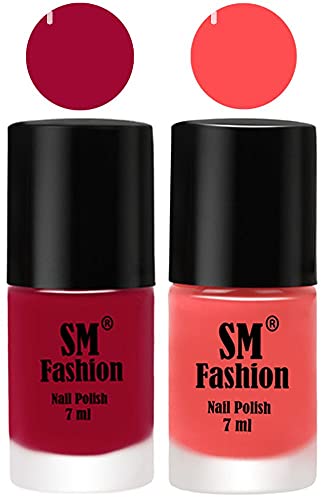 Image of Long Lasting Nail Polish | Nail Paint Combo 7 ml Each) - Set of 2 Pure Wine-Peach Pink