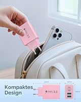 USB C Ladegerät, 40W-4 Ports USBC Stecker Schnellladegerät Netzteil für iPhone 17 16 15 14 13 12 11 Pro Max Plus, Samsung Galaxy Handys, Mehrfach Ladestecker mit PD+QC Power Adapter Stecker – Ansicht 5