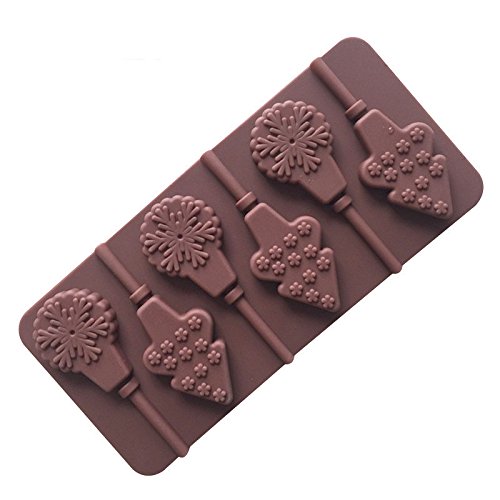 wunhope 1 Pcs Mould DIY Décorer Chocolat Revêtement anti-adhésif DIY 3D en silicone moule Muffin Fondant Sucre Forme savon Forme Sucettes flocon de neige Arbre de Noël Noël série Cover
