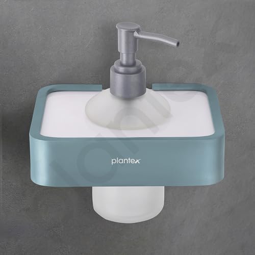 Image of Plantex Aluminium and Acrylic Shampoo Dispenser /Liquid Soap Dispenser for Handwash /Bathroom Accessories - (Grey and Milky White)