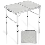 REDCAMP 2ft Folding Camping Table with 3 Adjustable Heights, Portable Foldable Picnic Tables for Outdoor Indoor Kitchen Garden, 3 Heights (26/50/66)